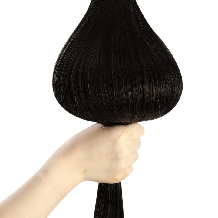 Ugeat Clip in Extensions Echthaar Dick 120 Gramm Haarverlängerung Mit Clips Doppelt Tressen 55cm Far