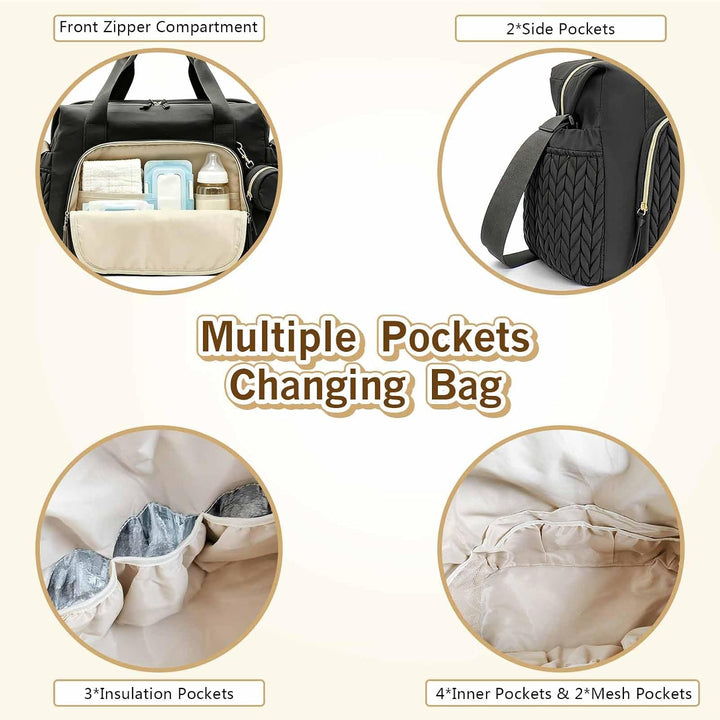 Multifunktionale Wickeltasche für Mütter, grosse Kapazität, Tragetasche mit Schnulleretui, wasserdic