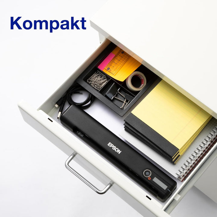 Epson WorkForce ES-60W mobiler Dokumentenscanner (Scanner, DIN A4, integrierter Akki, 600dpi, WiFi,