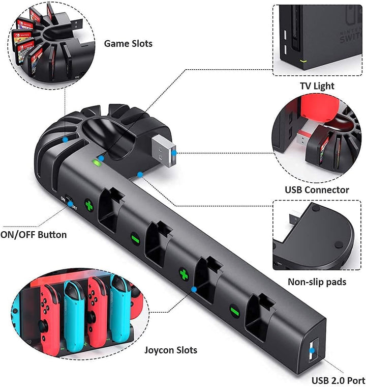 KDD Switch Controller Ladestation Kompatibel mit Nintendo Switch OLED Joy-Con, Switch Ladestation mi