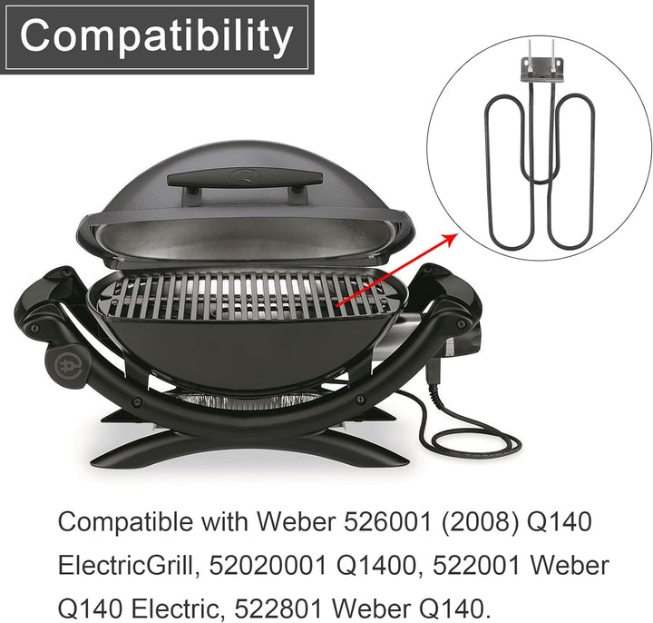 Kingsea Ersatzteil Heizelement Kompatibel mit Weber Q140, Q1400 Grill,Rostfreie Stähle Heizspirale,6