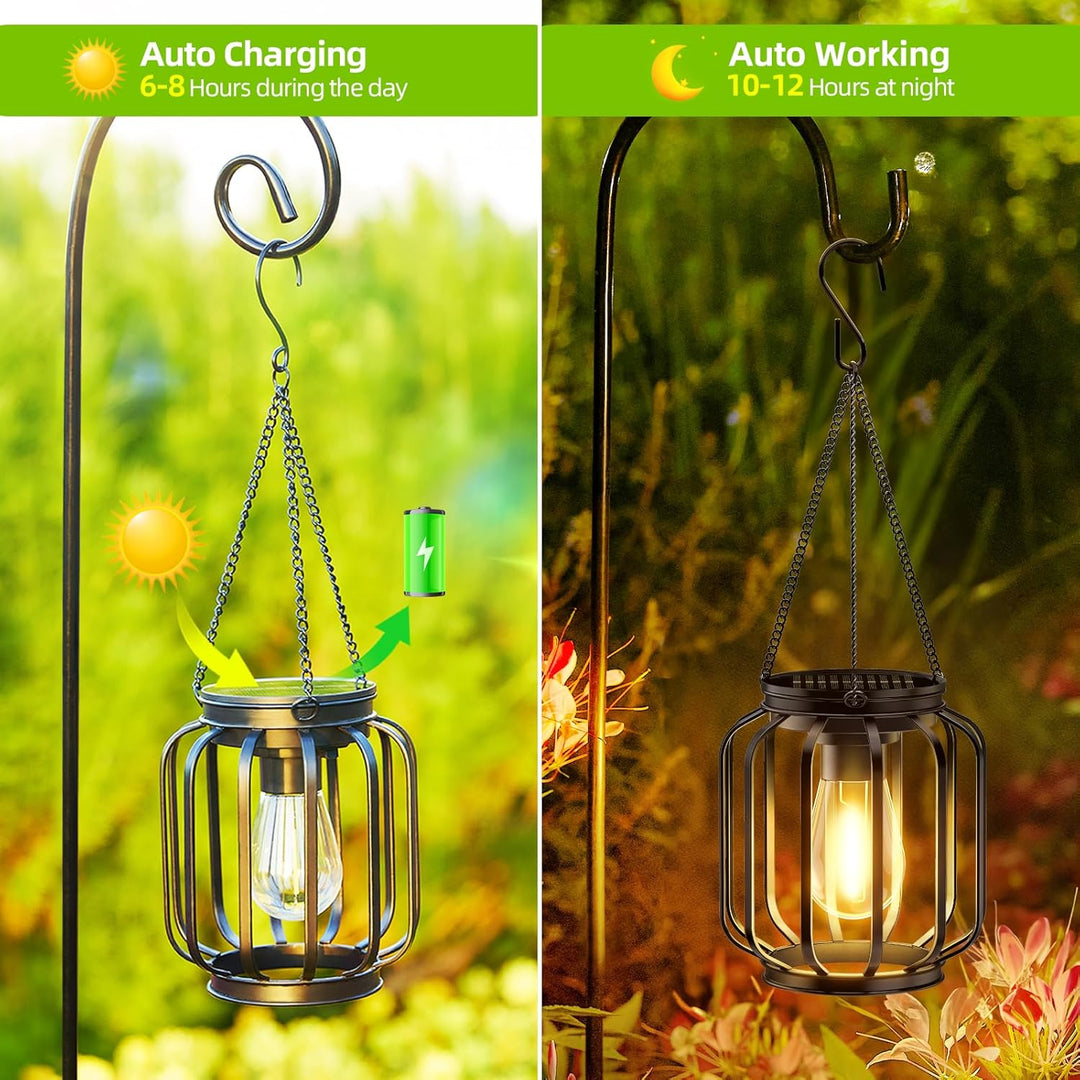 BUCASA Garten Solarlampen für Aussen Hängend, 2 Stück Solar Laternen für Draussen mit Grösser LED-Gl