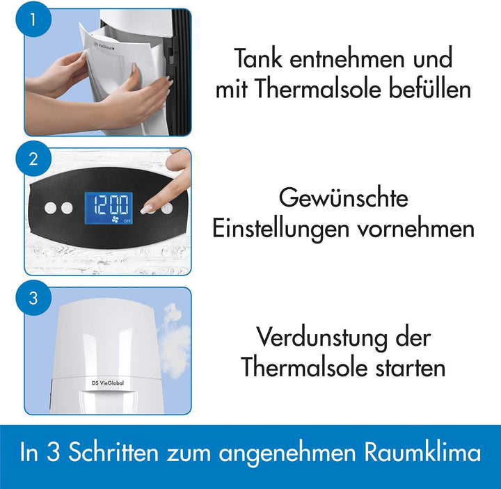 DS VieGlobal Thermalsole-Verdunster, Luftbefeuchter für ein angenehmes Raumklima durch Salzionen | M