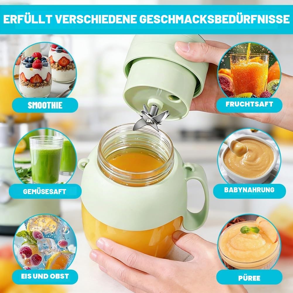 Tragbarer Mixer &amp; Smoothie Maker, 1000ML Grosser Mixer Smoothie Maker mit Trinköffnung &amp; Trageriemen