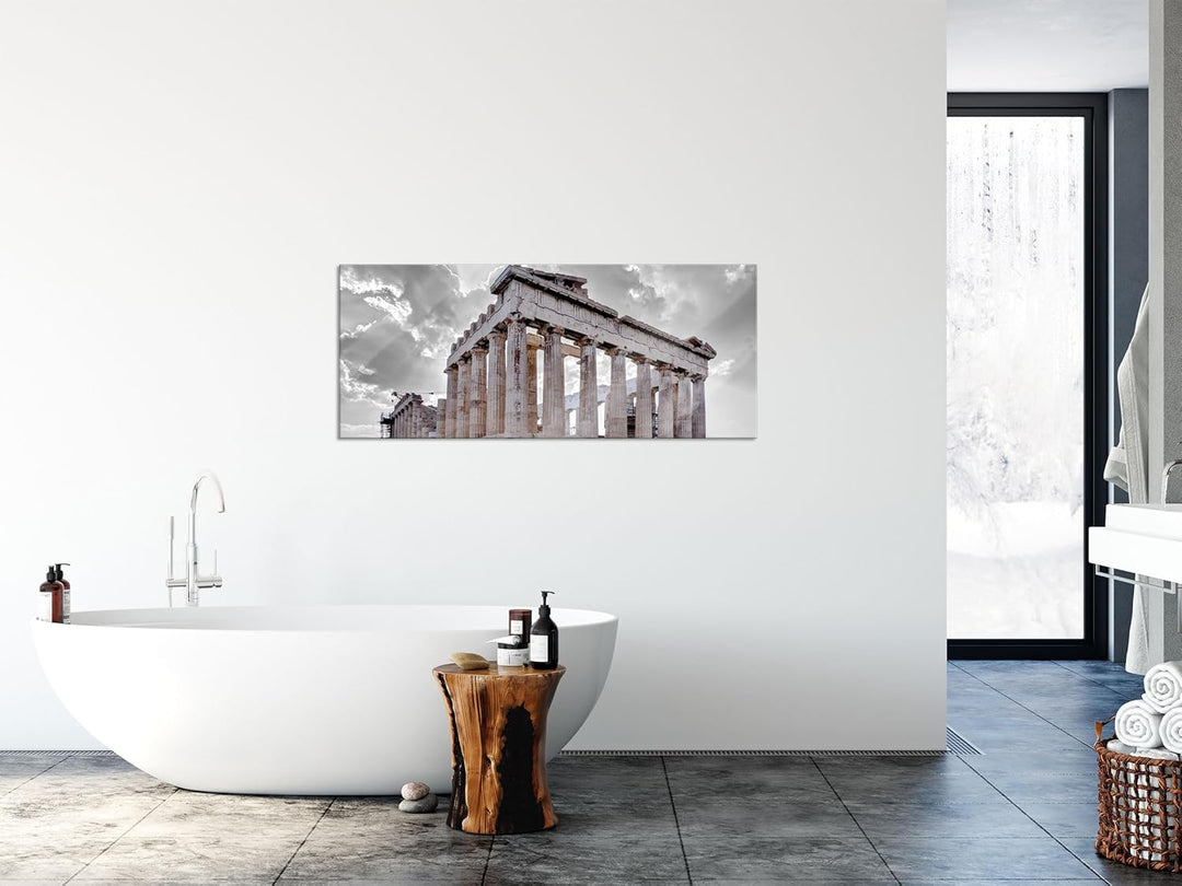 Glasbild Panorama | Wandbild aus Echtglas | Propyläe von Akropolis in Athen | 120x50 cm | inkl. Aufh