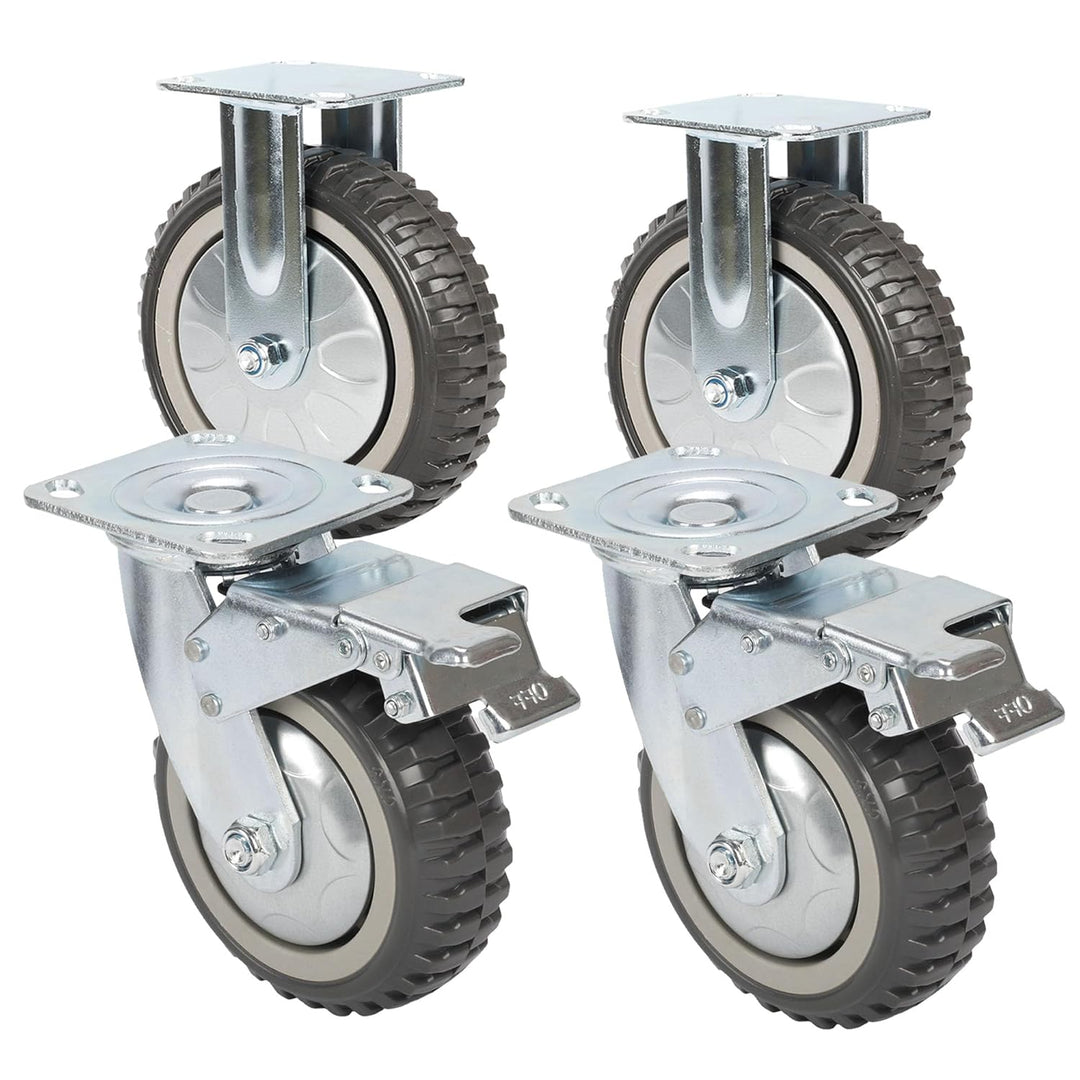 uyoyous 4PCS Schwerlastrollen 150mm Transportrollen Möbelrollen 2 Vollgummi Rollen mit Bremse 360°Gr
