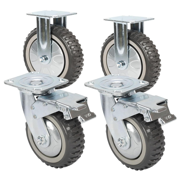 uyoyous 4PCS Schwerlastrollen 150mm Transportrollen Möbelrollen 2 Vollgummi Rollen mit Bremse 360°Gr