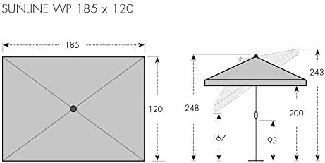 Doppler Absolut wasserdichter Gartenschirm Waterproof 185x120 UV-Schutz 80, Farbe gelb