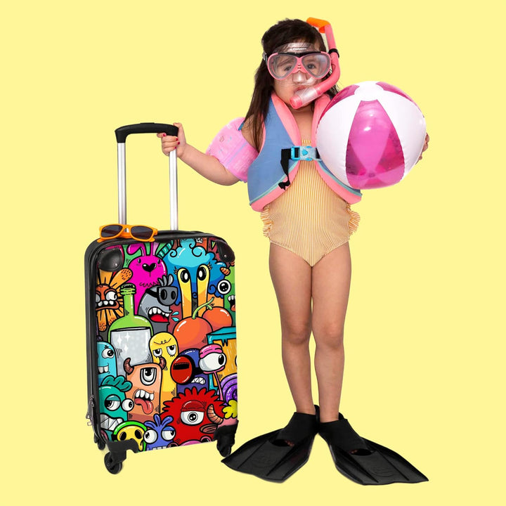 NoBoringSuitcases.com® Kinder Koffer Hartschalenkoffer Klein Rollkoffer Handgepäck Geschenk - Monste