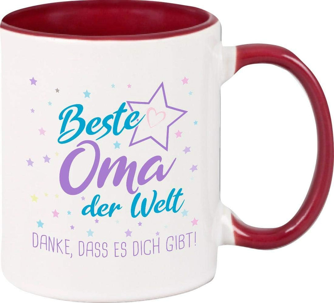 ShirtInStyle, Tassenset beste Oma, bester Opa der Welt, danke das es dich gibt! Farbe weinrot und sc
