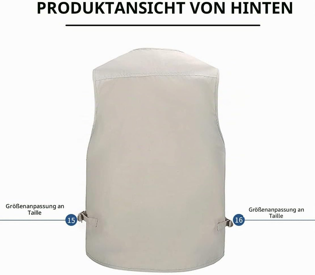 Herren Leichte Freizeitweste, Outdoor, Herren, mehrere Taschen, Weste, Casual, Sportjacke, Journalis