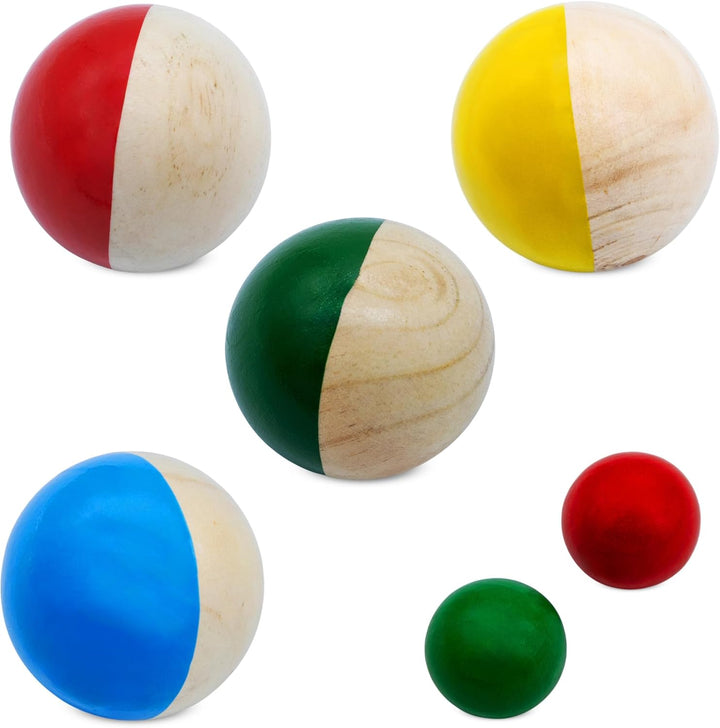 Spetebo Holz Boule Set mit Tragetasche - 8 Holz Kugeln - Boccia Petanque Garten Spiel Wurfspiel Kind
