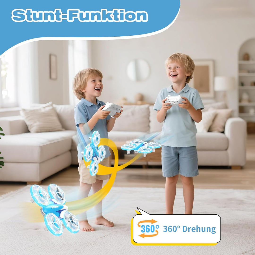 Mini Drohne für Kinder RC Drohne mit LED Geschenke für Jungen und Mädchen | 3 Akkus, 360°Flips Blau,