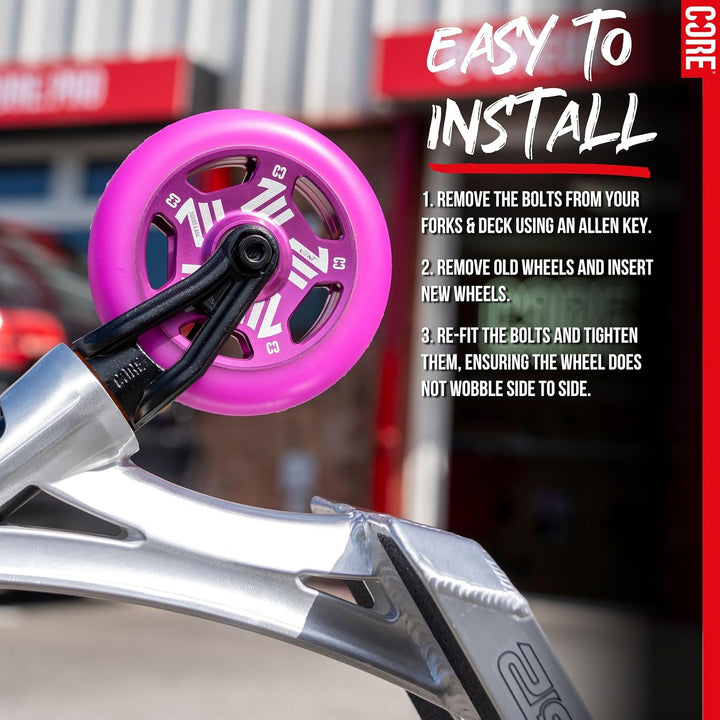 CORE Vent Stunt-Scooter-Räder – 110 mm Speichen, ultraleichtes Rad mit ABEC 9 Kugellagern, Legierung