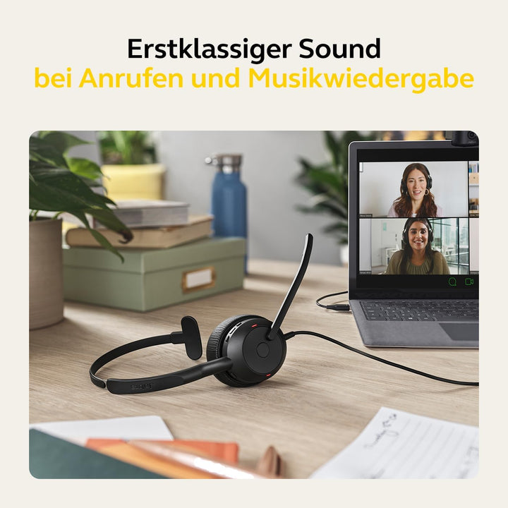 Jabra Evolve2 50 - Kabelgebundenes Mono-Headset Air Comfort - Mikrofone mit aktiver Geräuschunterdrü