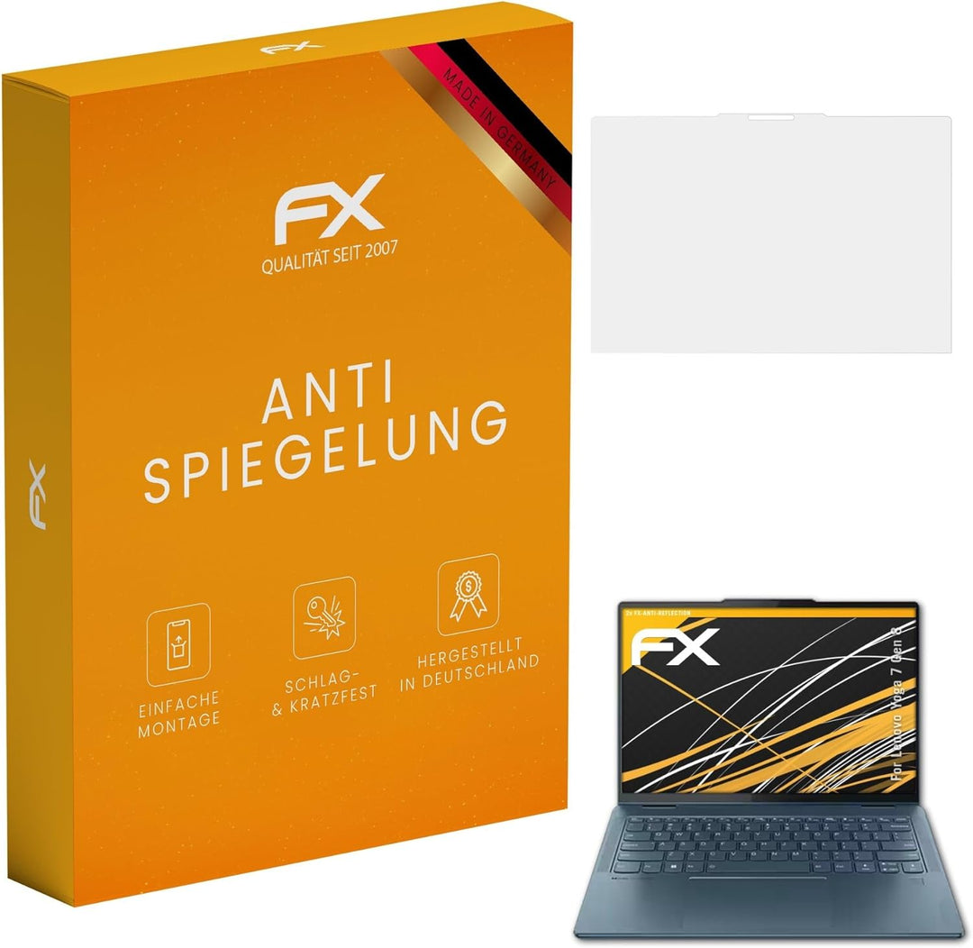 atFoliX Panzerfolie kompatibel mit Lenovo Yoga 7 Gen 8 Schutzfolie, entspiegelnde und stossdämpfende