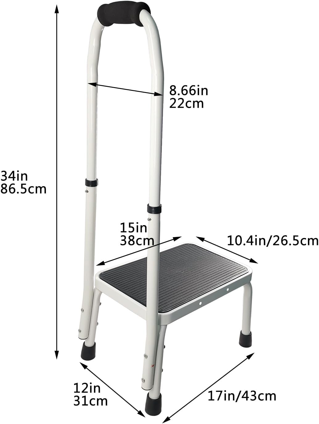 Sattiyrch Tritthocker mit Griff für Ederly, stabiler und leichter Hocker mit rutschfester Plattform,