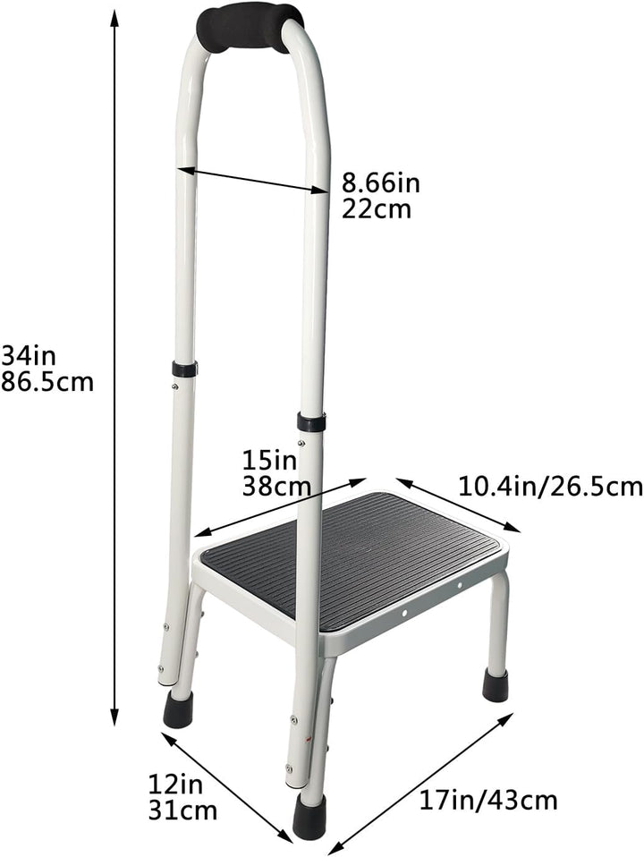 Sattiyrch Tritthocker mit Griff für Ederly, stabiler und leichter Hocker mit rutschfester Plattform,