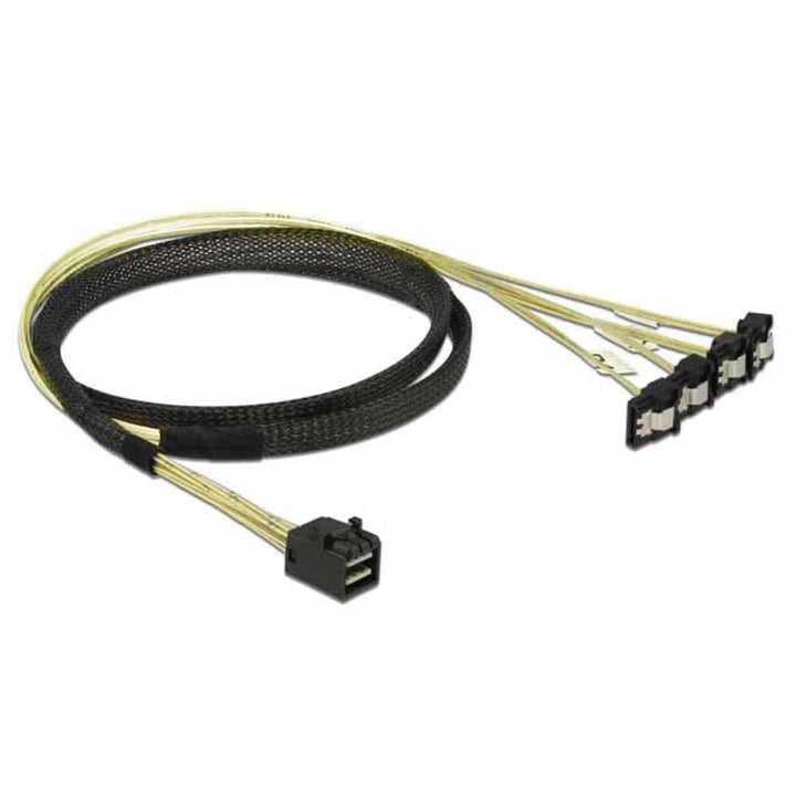 DeLock Kabel Mini SAS HD SFF-8643 > 4 x SATA 7 Pin gewinkelt 1 m