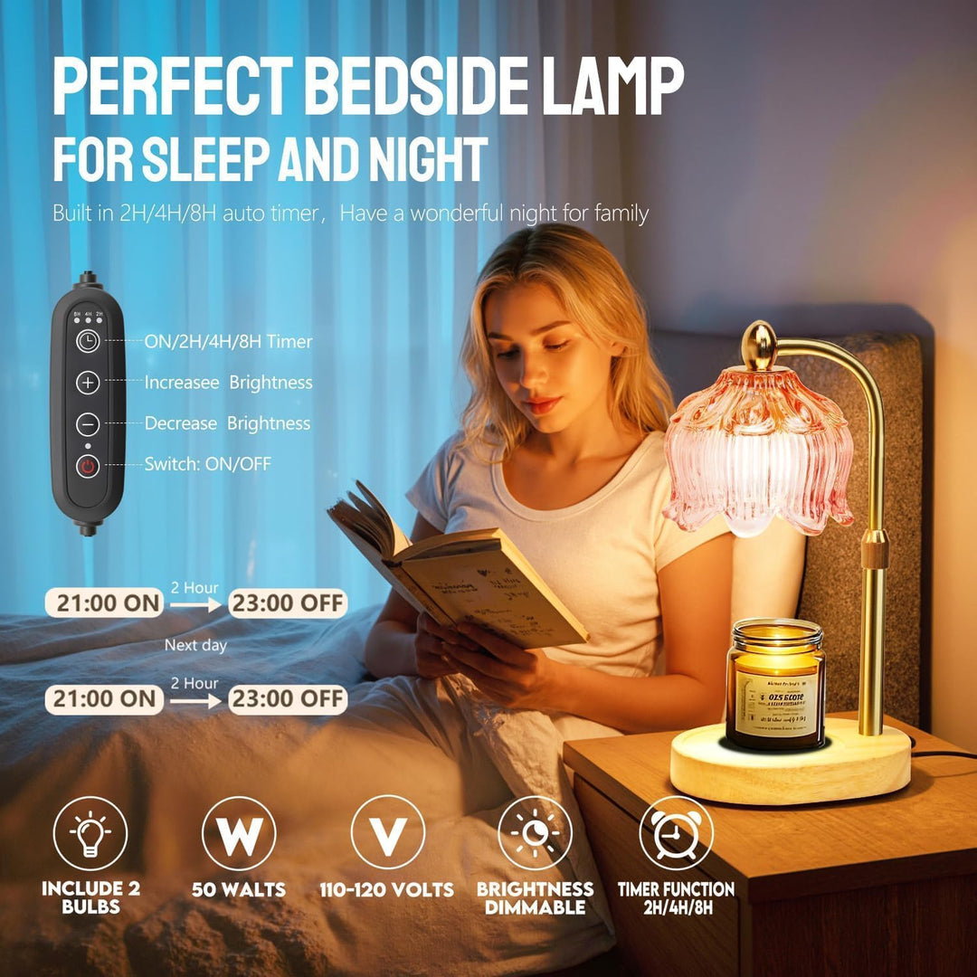 Candle Warmer Lamp with Timer Electric Adjustable Height Candle Warmer Dimmable Wax Lamp Jar Candles