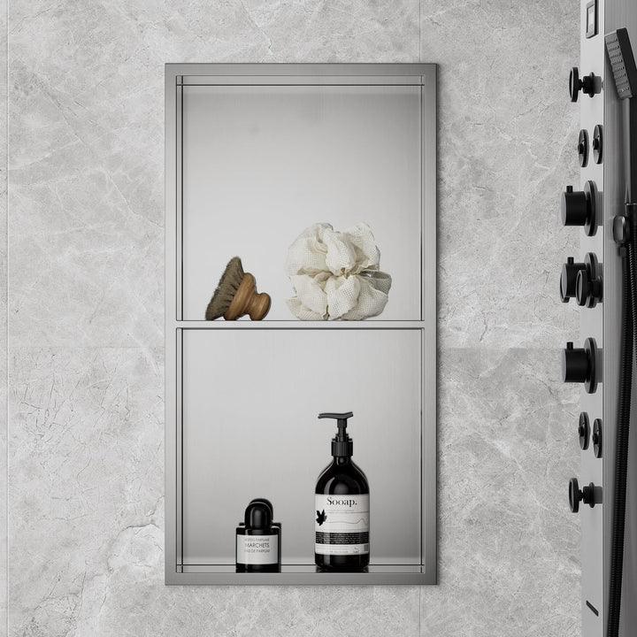 Duschnische Edelstahl 60x30x10 cm (30x30x10 cm，30x30x10 cm) Doppelregale Wandnische Dusche Lagerung