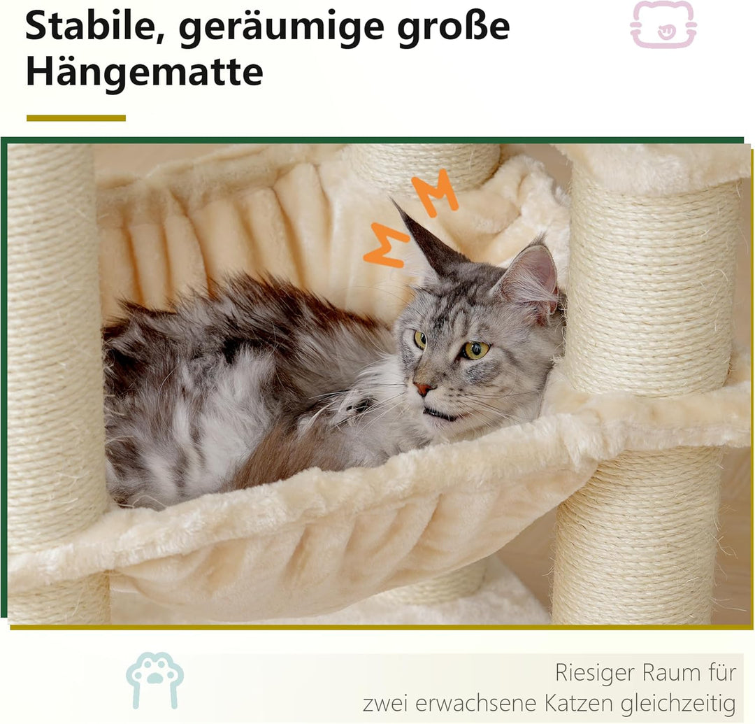 Hey-brother XXL Grosse Kratzbaum für Maine Katze, 168cm Katzenbaum für gross Katzen, mit übergrosser