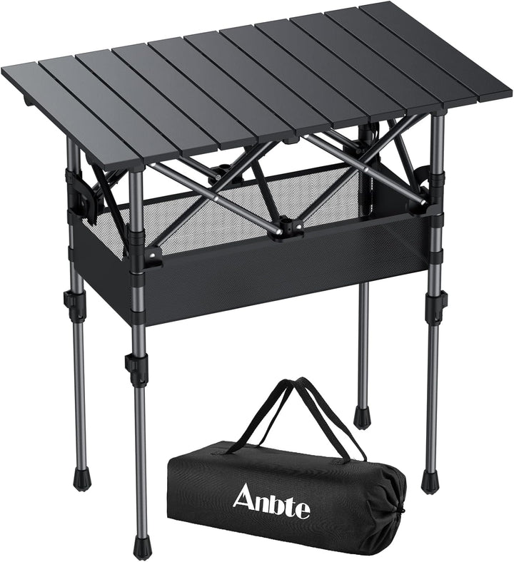Anbte Campingtisch Aluminium 64x40cm Aufrollbare Tischplatte 2 Verstellbar Höhen 44/70cm Klapptisch