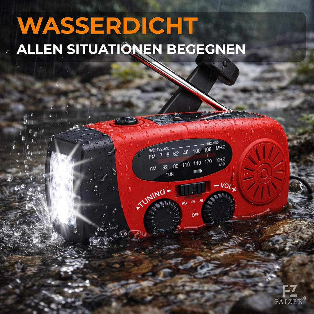 Survival-Radio, Solar-Dynamo, tragbar, wiederaufladbar, 2000 mAh, AM/FM, Dynamo-Taschenlampe, SOS-Fu