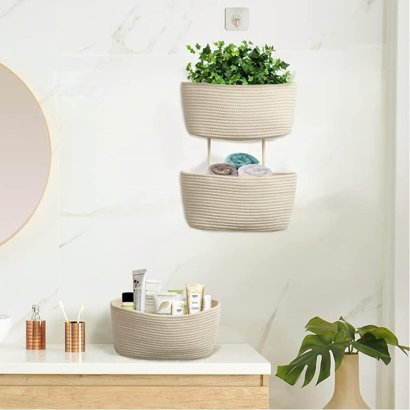 Hängeorganizer, 3 Stufiger Tür Wand Hängend Korb, Wall-Mounted Veranstalter lagerung körbe aus Baumw