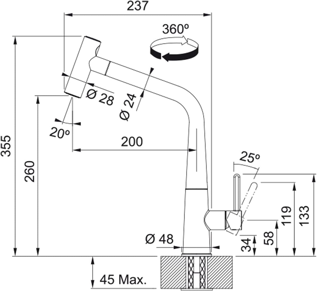 Franke 115.0625.190 ICON PULL-OUT SPRAY Einhebelmischer, Silver