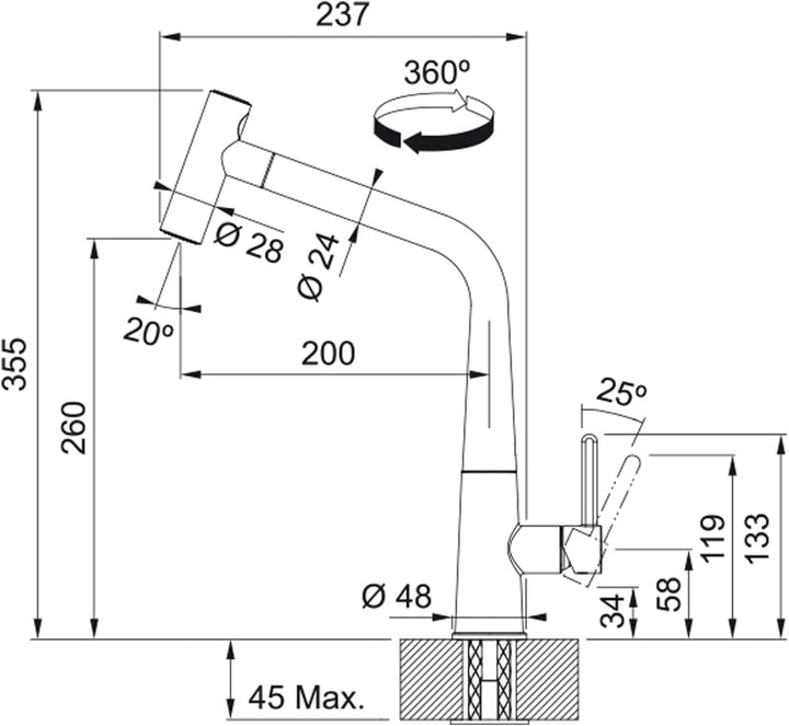 Franke 115.0625.190 ICON PULL-OUT SPRAY Einhebelmischer, Silver