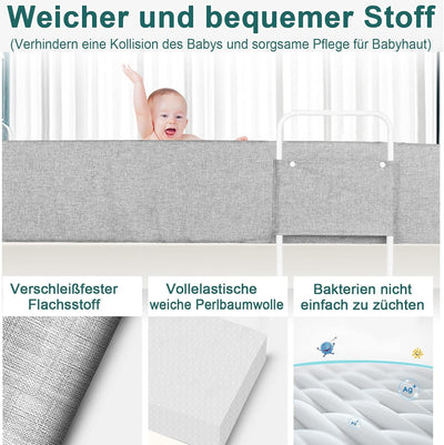 XMTECH Kinder Bettgitter Bettschutzgitter Bettumrandung Bettkantenschutz 40-60 cm Höhenverstellbar K