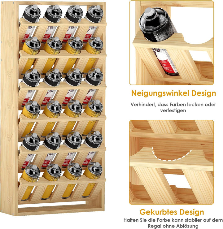 Sprühdosenhalter zur Wandmontage, 6-Tier Sprühdosenhalter Aufbewahrungsregal, 24 Sprühflaschen Farbf