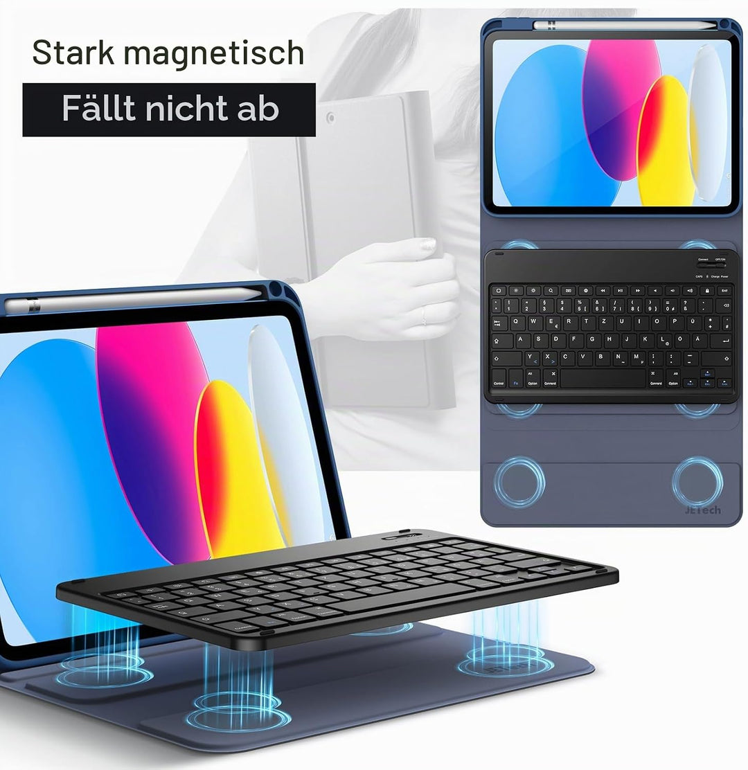 JETech Keyboard Hülle für iPad (A16) 11./10. Generation (2025/2022) mit Stifthalter, Magnetisch Abne