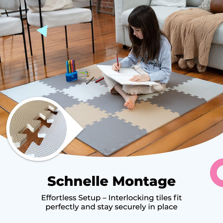 MioTetto Krabbelmatte Baby - Zertifiziert, Sicher, Robust - Spielmatte Baby, Puzzlematte, Kindertepp