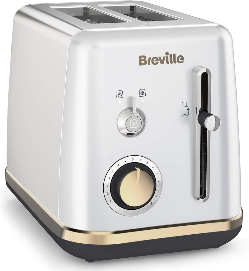 Breville Toaster für 2 Scheiben mit Brötchenaufsatz | Mostra-Kollektion | Mondscheinsilber mit Golda