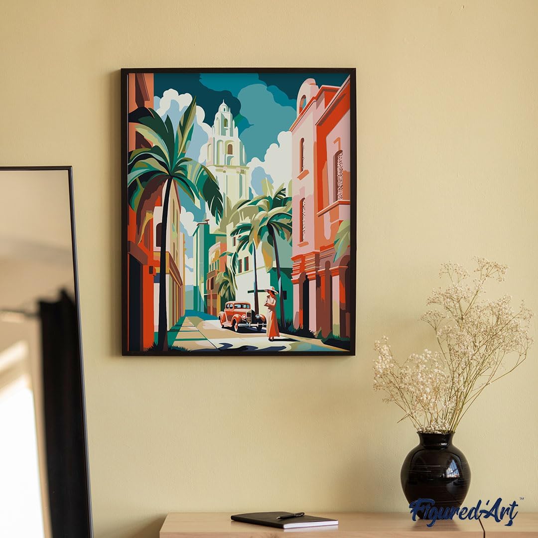 Figured'Art Malen Nach Zahlen Erwachsene Mit Rahmen Kuba Art Deco - Paint by Numbers Basteln DIY Bas