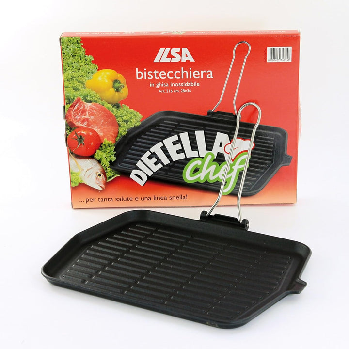 Ilsa Dietella Chief Grillpfanne aus Eisenguss, rechteckig, 28 x 36 cm
