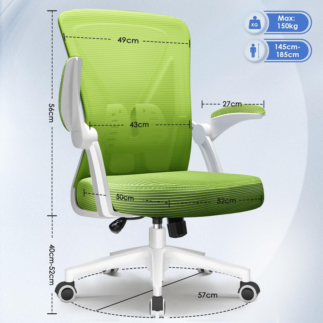 Hinonde Bürostuhl,Bürostuhl Ergonomisch,Höhenverstellbare Bürostühle,Drehstuhl mit Lendenwirbelstütz