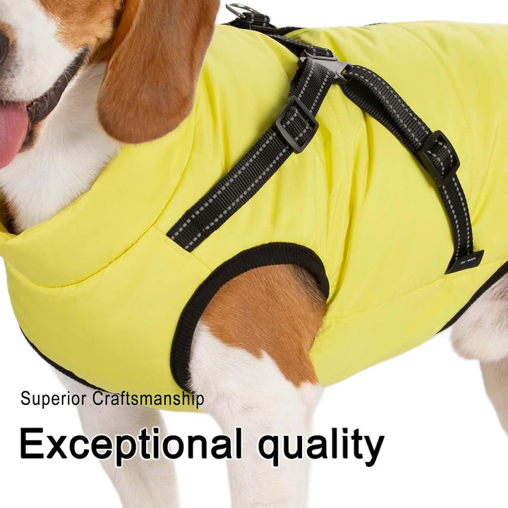 LUOWAN Hundemantel für kleine Hunde, Hundemantel mit Geschirr, Reflektierende Outdoor-Hundeweste, Wi