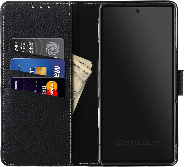 STILGUT Talis kompatibel mit Google Pixel 7 Pro Hülle mit Kartenfach aus Leder, Wallet Case, Lederhü