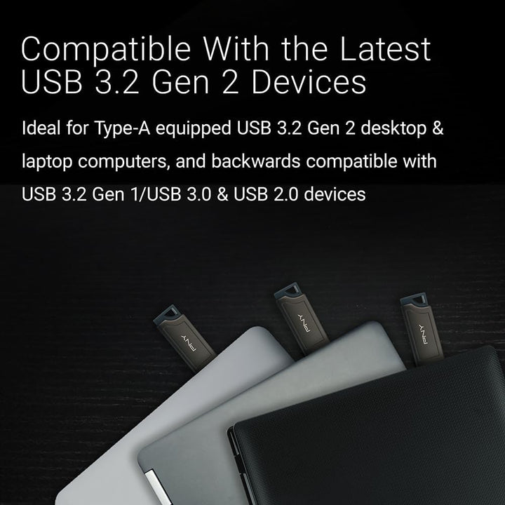 PNY 1TB PRO Elite V2 USB 3.2 Gen 2 Flash-Laufwerk, bis zu 600 MB/s Lesegeschwindigkeit, Dunkelgrau U