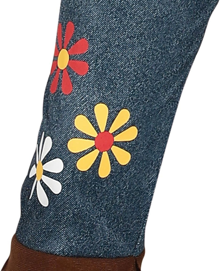FIESTAS GUIRCA Happy Hippie Mädchen Kostüm – 70er Jahre Outfit mit Hippie–Stirnband, buntem Batik Ob