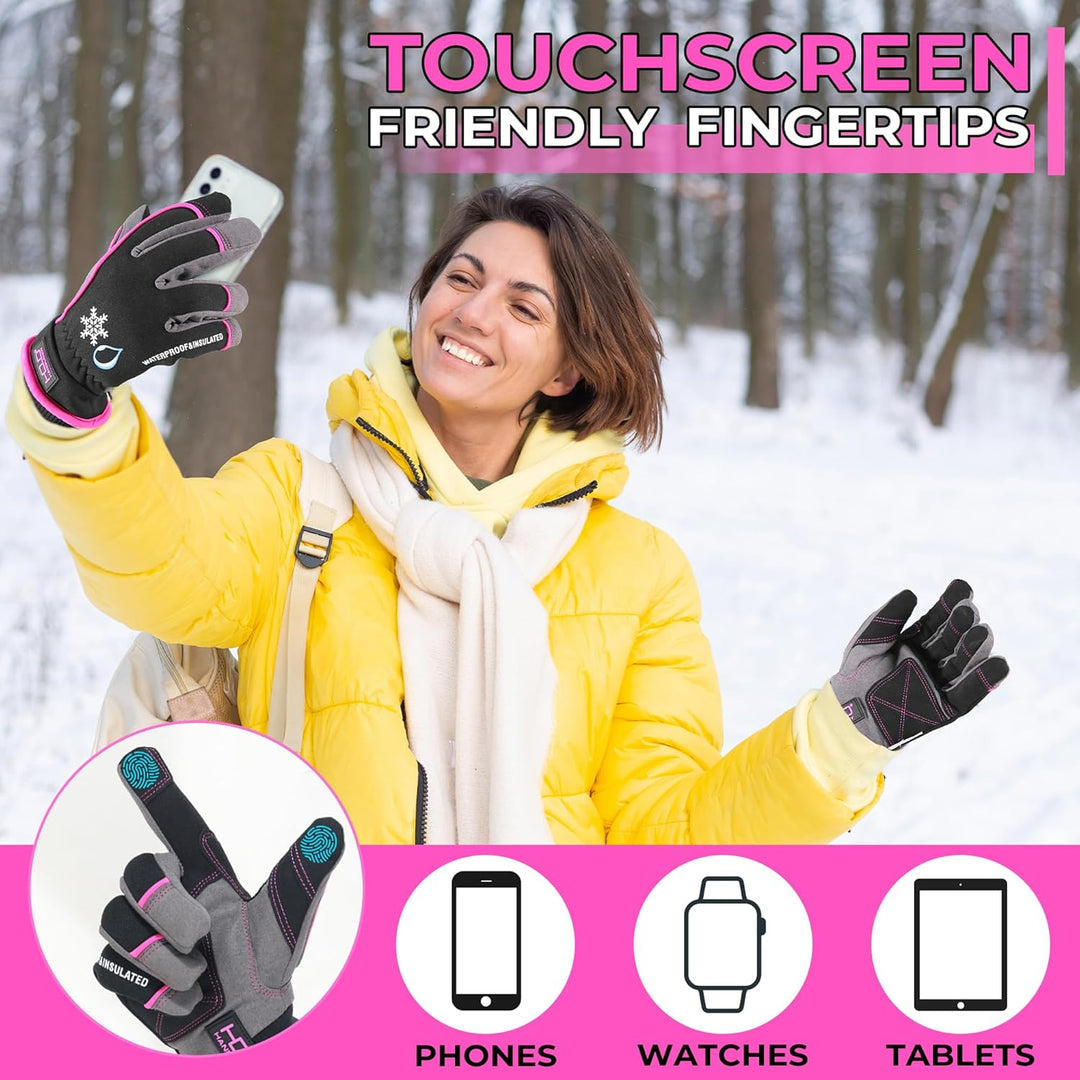 HLDD HANDLANDY wasserdichte Handschuhe für Herren, Winddichte Thermohandschuhe, Touchscreen Winterha