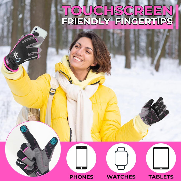 HLDD HANDLANDY wasserdichte Handschuhe für Herren, Winddichte Thermohandschuhe, Touchscreen Winterha