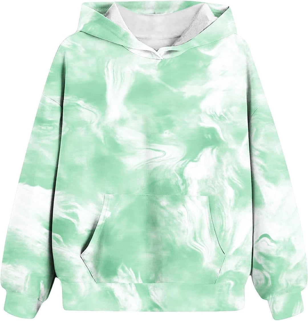 XINYUNZU Mädchen Kapuzenpullover Casual Hoodie Batik Sweatshirt mit Kapuze & Tasche Oberteile Langar