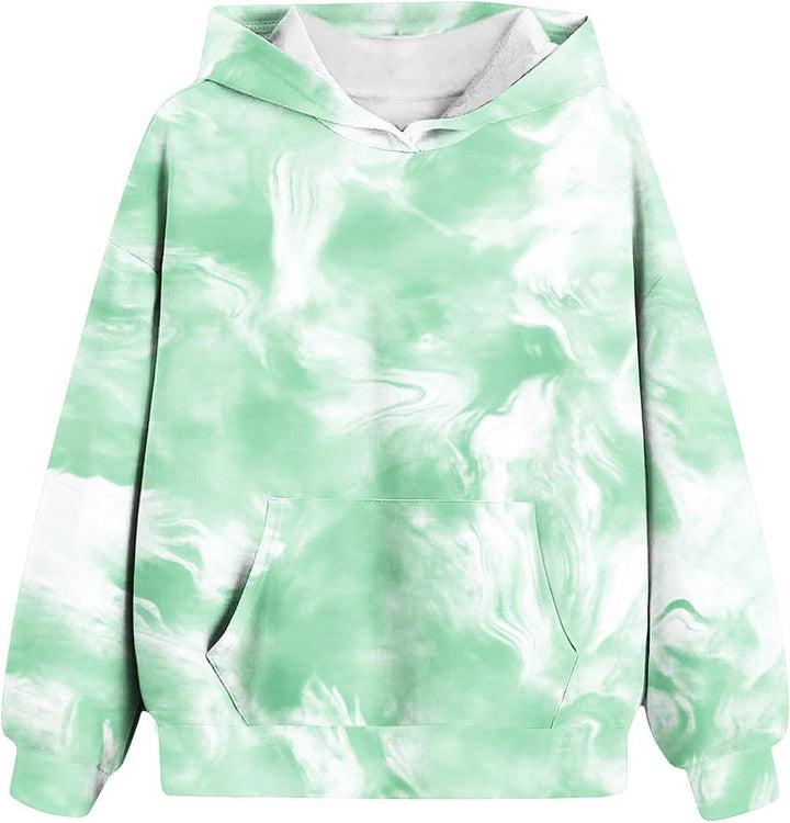 XINYUNZU Mädchen Kapuzenpullover Casual Hoodie Batik Sweatshirt mit Kapuze & Tasche Oberteile Langar