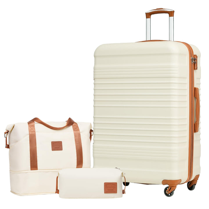 COOLIFE Koffer Set 3 Teilig: Luggage Set Gross 28‘’ + Reisetasche & Kulturtasche | ABS Hartschale, 3