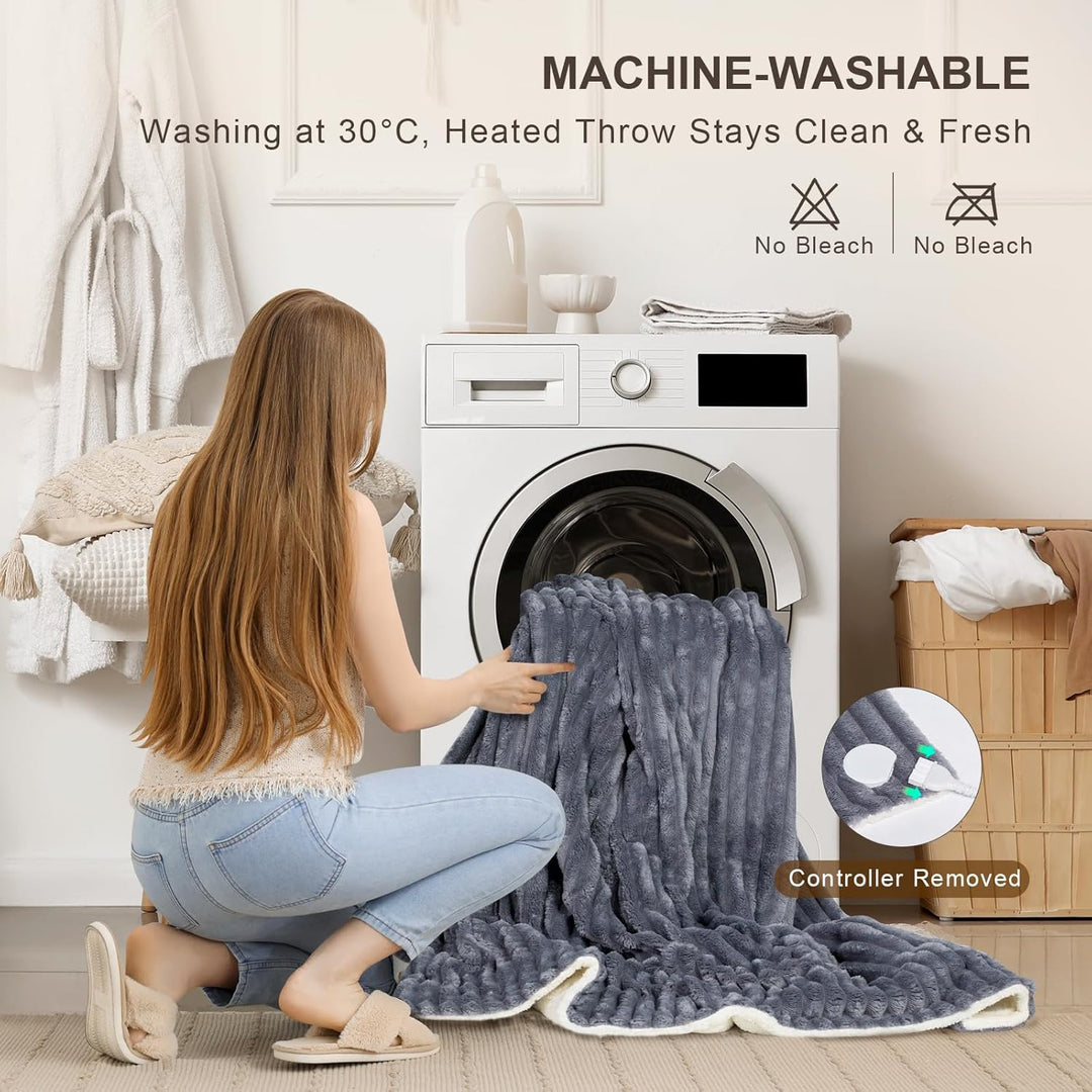 NALONE Elektrische Heizdecke, Heizdecke mit Abschaltautomatik 160 * 130CM, Wärmedecke mit 9 Temperat