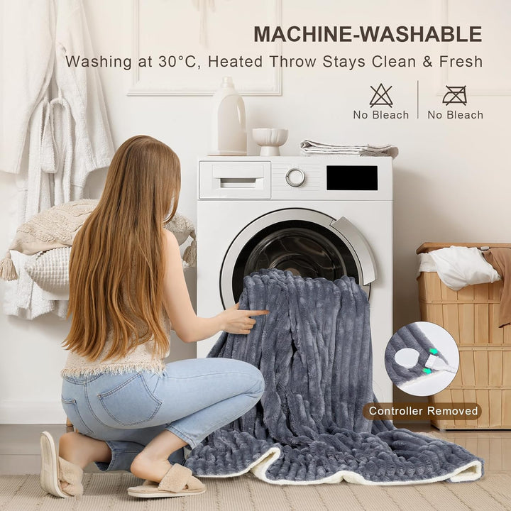 NALONE Elektrische Heizdecke, Heizdecke mit Abschaltautomatik 160 * 130CM, Wärmedecke mit 9 Temperat